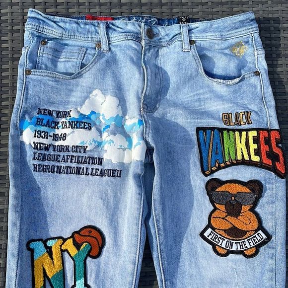 Stall & Dean 8th DISTRKT Other - Stall & Dean 8IGHTH DISTRKT Denim NY Black Yankees Negro League Moto Jeans 34x32